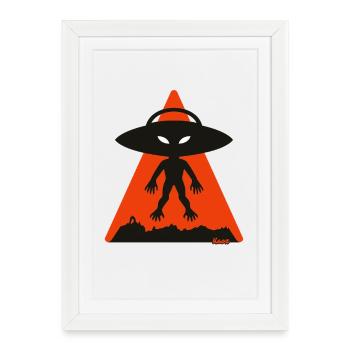 Alien Shadow Under Orange Triangle - Framed poster (27 × 37 cm) - white - Front