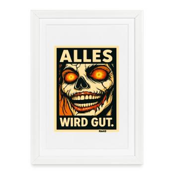 Alles Wird Gut Skull Portrait - Framed poster (27 × 37 cm) - white - Front