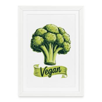 T-shirt végan brocoli Nutrition du mode de vie végan - Affiche encadrée (27 × 37 cm) - blanc - Devant