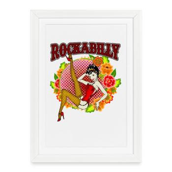 Pin-up Girl Rockabilly Style Vintage Années 50 Art - Affiche encadrée (27 × 37 cm) - blanc - Devant