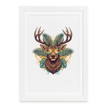 Lunettes de soleil tropicales Deer - Affiche encadrée (27 × 37 cm) - blanc - Devant