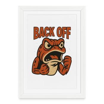 Reculez Angry Frog Patch - Affiche encadrée (27 × 37 cm) - blanc - Devant