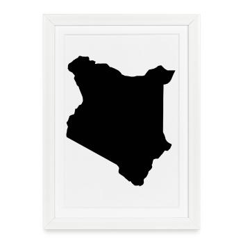 Carte du Kenya - Affiche encadrée (27 × 37 cm) - blanc - Devant