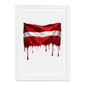Drapeau letton couleur - Affiche encadrée (27 × 37 cm) - blanc - Devant