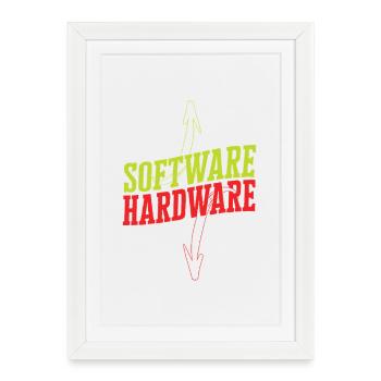 Funny IT Saying Software Hardware Word Game - Framed poster (27 × 37 cm) - white - Front
