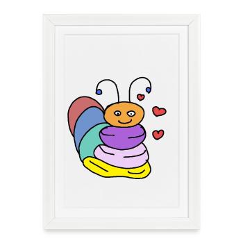 Chenilles, bébés enfants, enfants insectes - Affiche encadrée (27 × 37 cm) - blanc - Devant