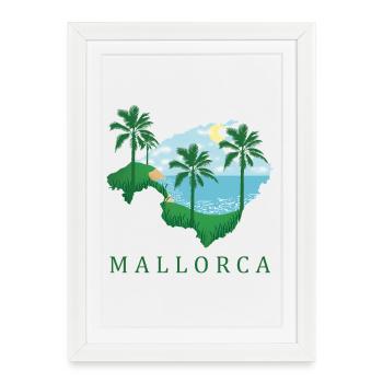 Coucher de soleil de l’île Palmier de Majorque - Affiche encadrée (27 × 37 cm) - blanc - Devant