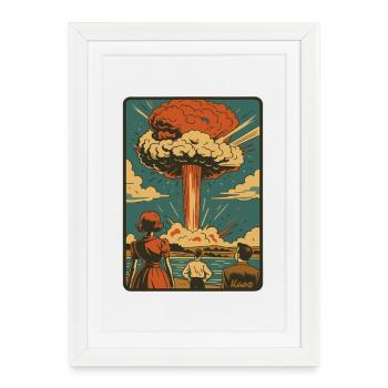 Retro atom explosion mushroom cloud - Framed poster (27 × 37 cm) - white - Front