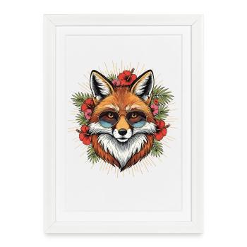 Style du Renard Tropical du Soleil - Affiche encadrée (27 × 37 cm) - blanc - Devant