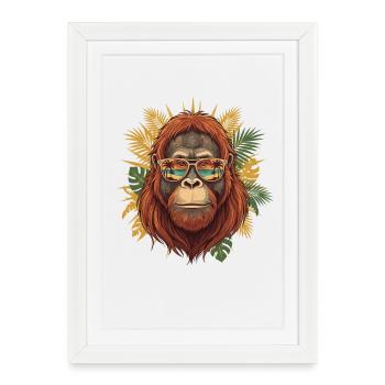 Lunettes de soleil orang-outan Vue tropicale - Affiche encadrée (27 × 37 cm) - blanc - Devant
