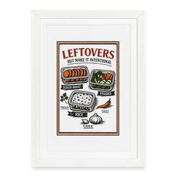 Des restes avec un plan | Cuisine de préparation des repas - Affiche encadrée (27 × 37 cm) - blanc - Devant