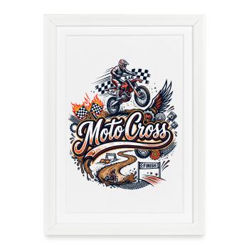 Motocross biker motorcycle cross trial enduro freestyle - Framed poster (27 × 37 cm) - white - Front