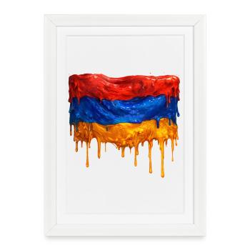 Armenian flag in bright colors - Framed poster (27 × 37 cm) - white - Front