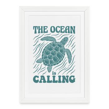 The Ocean is Calling Shirt Turtle Sea Summer - Framed poster (27 × 37 cm) - white - Front