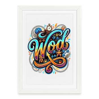 WOD Fitness Bodybuilding Workout Cross Sport Gym - Framed poster (27 × 37 cm) - white - Front