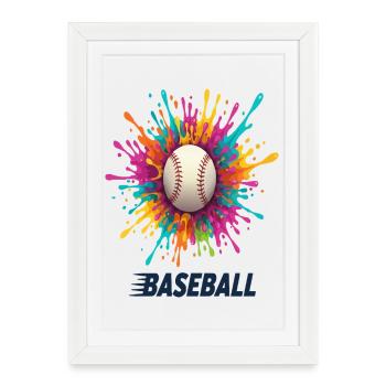 Explosion vive de la Balle de Baseball - Affiche encadrée (27 × 37 cm) - blanc - Devant