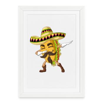 Dabbing Taco Mexican Shirt - Affiche encadrée (27 × 37 cm) - blanc - Devant