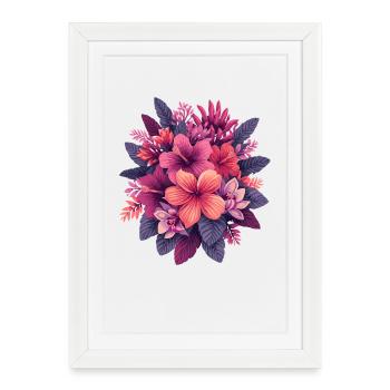 Tropical hibiscus flowers - Framed poster (27 × 37 cm) - white - Front