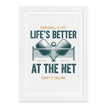 Joueur drôle de pickleball Pickleball Balle filet - Affiche encadrée (27 × 37 cm) - blanc - Devant
