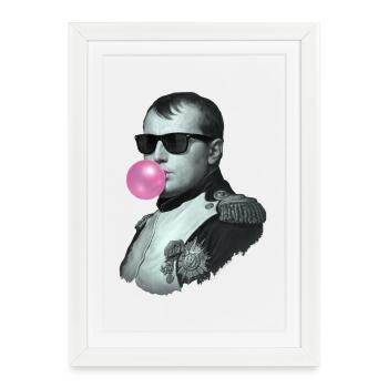 Napoléon avec du chewing-gum et des lunettes de soleil - Affiche encadrée (27 × 37 cm) - blanc - Devant