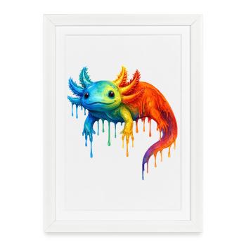 Axolotl aux couleurs vives - Affiche encadrée (27 × 37 cm) - blanc - Devant