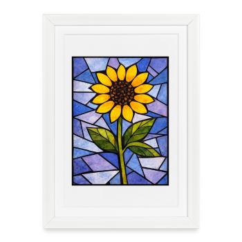 Graphismes de tournesols jaunes Fleurs de tournesol - Affiche encadrée (27 × 37 cm) - blanc - Devant