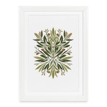 Leaves Mandala Green - Framed poster (27 × 37 cm) - white - Front