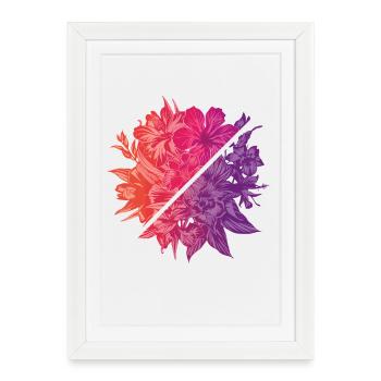Flowers & Rainbow Diagonal - Framed poster (27 × 37 cm) - white - Front