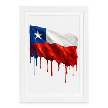 Le drapeau chilien dégoulinant solidement - Affiche encadrée (27 × 37 cm) - blanc - Devant