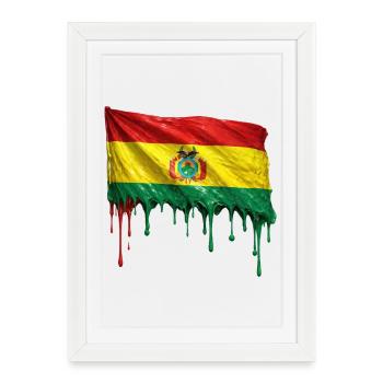 Chute du drapeau bolivien - Affiche encadrée (27 × 37 cm) - blanc - Devant