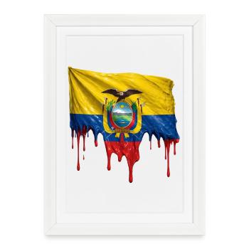 Ecuador Flag Splatter - Framed poster (27 × 37 cm) - white - Front