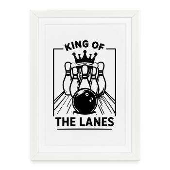 Bowling Skittles King of the Lanes Sport Champion - Affiche encadrée (27 × 37 cm) - blanc - Devant