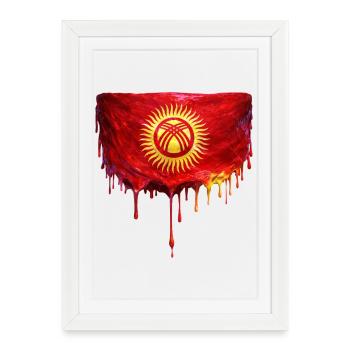 Drapeau kirghiz dans le style de la goutte d’eau - Affiche encadrée (27 × 37 cm) - blanc - Devant