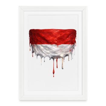 Drapeau indonésien dégoulinant - Affiche encadrée (27 × 37 cm) - blanc - Devant