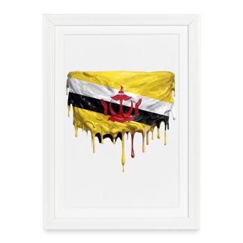 Art de la chute des drapeaux du Brunei - Affiche encadrée (27 × 37 cm) - blanc - Devant