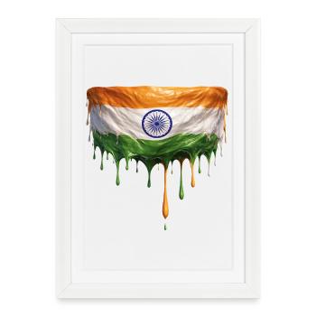 Art du drapeau indien - Affiche encadrée (27 × 37 cm) - blanc - Devant