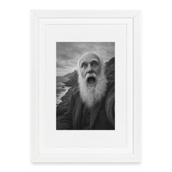 Charles Darwin Selfie - Affiche encadrée (27 × 37 cm) - blanc - Devant