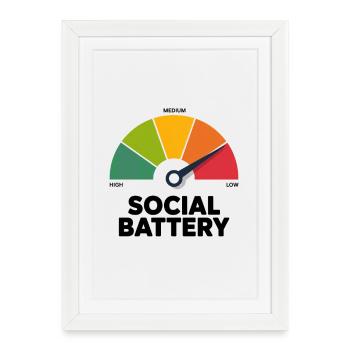 Batterie sociale faible - Affiche encadrée (27 × 37 cm) - blanc - Devant