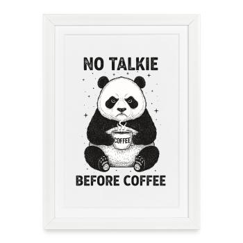 Pas de conversation devant un panda amateur de café - Affiche encadrée (27 × 37 cm) - blanc - Devant