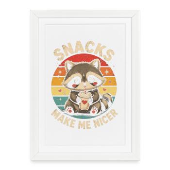 Les snacks de raton laveur me donnent faim de raton laveur mignon - Affiche encadrée (27 × 37 cm) - blanc - Devant