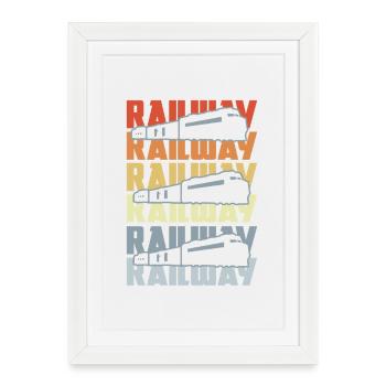 Chemin de fer vintage - Affiche encadrée (27 × 37 cm) - blanc - Devant