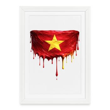Chute du cœur du drapeau du Vietnam - Affiche encadrée (27 × 37 cm) - blanc - Devant