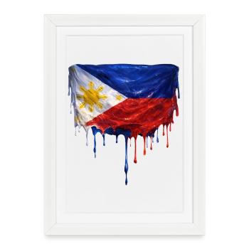 Art de la chute du drapeau philippin - Affiche encadrée (27 × 37 cm) - blanc - Devant