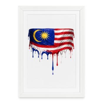 Art de la chute du drapeau malaisien - Affiche encadrée (27 × 37 cm) - blanc - Devant