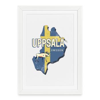 Carte souvenir de la province d’Uppsala, Suède - Affiche encadrée (27 × 37 cm) - blanc - Devant