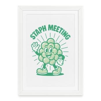 Critique de Staph | Humour en microbiologie - Affiche encadrée (27 × 37 cm) - blanc - Devant