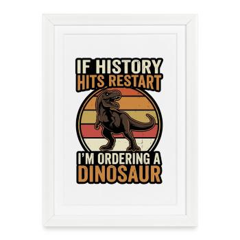 Motif humoristique rétro de dinosaures - Affiche encadrée (27 × 37 cm) - blanc - Devant