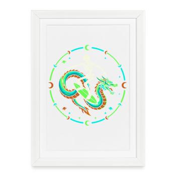 Cosmic Skeleton Riding Dragon Wave - Framed poster (27 × 37 cm) - white - Front