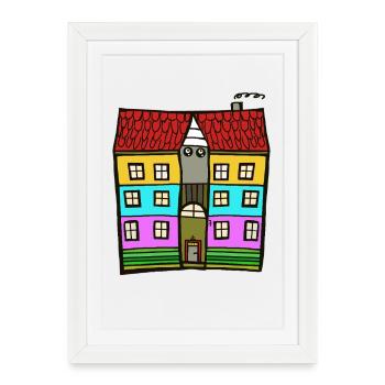 Colorful multi-house illustration - Framed poster (27 × 37 cm) - white - Front