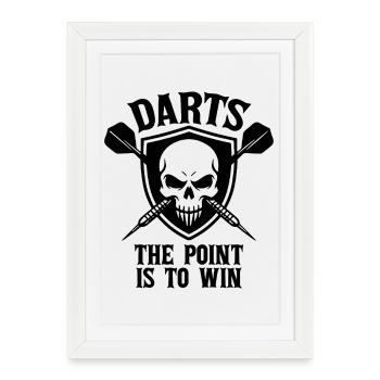 Fléchettes Le but est de gagner le sport du bouclier du crâne - Affiche encadrée (27 × 37 cm) - blanc - Devant